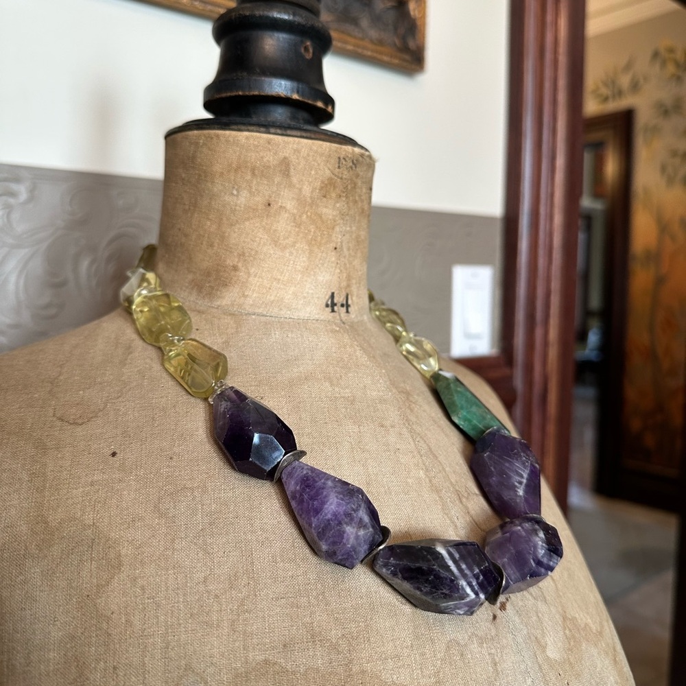 Lana Matskiv Artisan Amethyst Quartz Jade Necklace - Picture 3 of 5